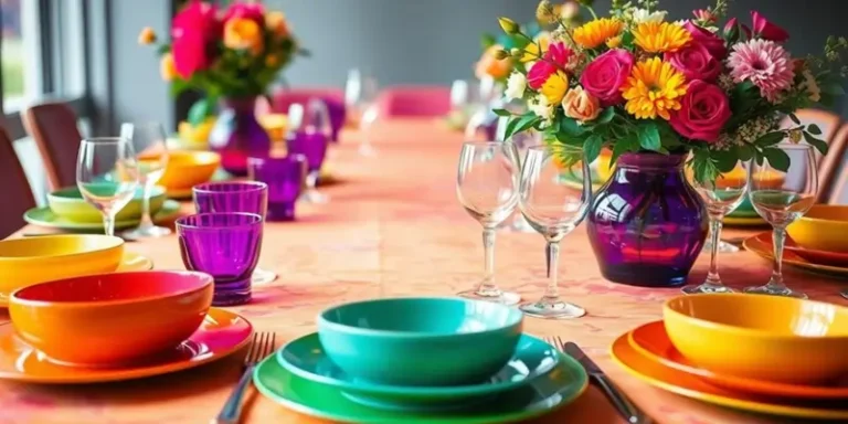 Mesa Posta com Louças Coloridas: Como Criar uma Composição Alegre e Sofisticada